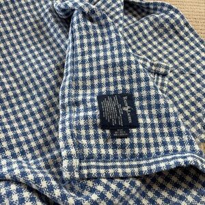 Vintage Ralph Lauren blue white checker cotton throw blanket